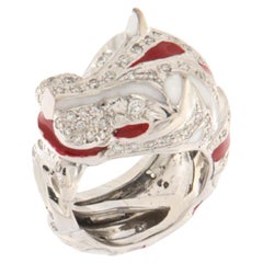 Anillos de Cóctel de Oro Blanco 18 Kt con Esmalte de Diamantes