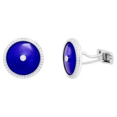 Diamond Enamel White Gold Fine Jewelry Statement Cufflinks for Him