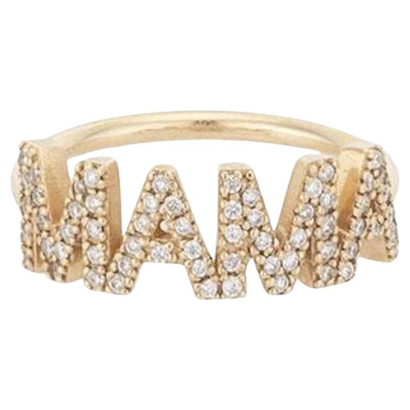 Diamond Encrusted 14K Yellow Gold MAMA Ring