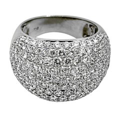 Diamond Encrusted 18K White Gold Bombe Dome Cocktail Ring