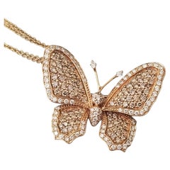 18K Rose Gold Diamond Butterfly Pendant / Brooch