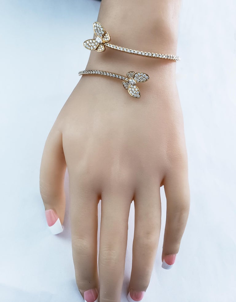 Diamond Encrusted Butterfly Flexible Bangle Bracelet For ...