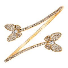 Diamond Encrusted Butterfly Flexible Bangle Bracelet