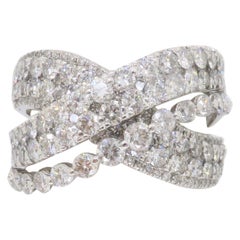 Diamond Encrusted Cross Over Band in 14k White Gold