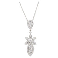 Diamond Encrusted Drop Pendant Necklace Made in 18k White Gold