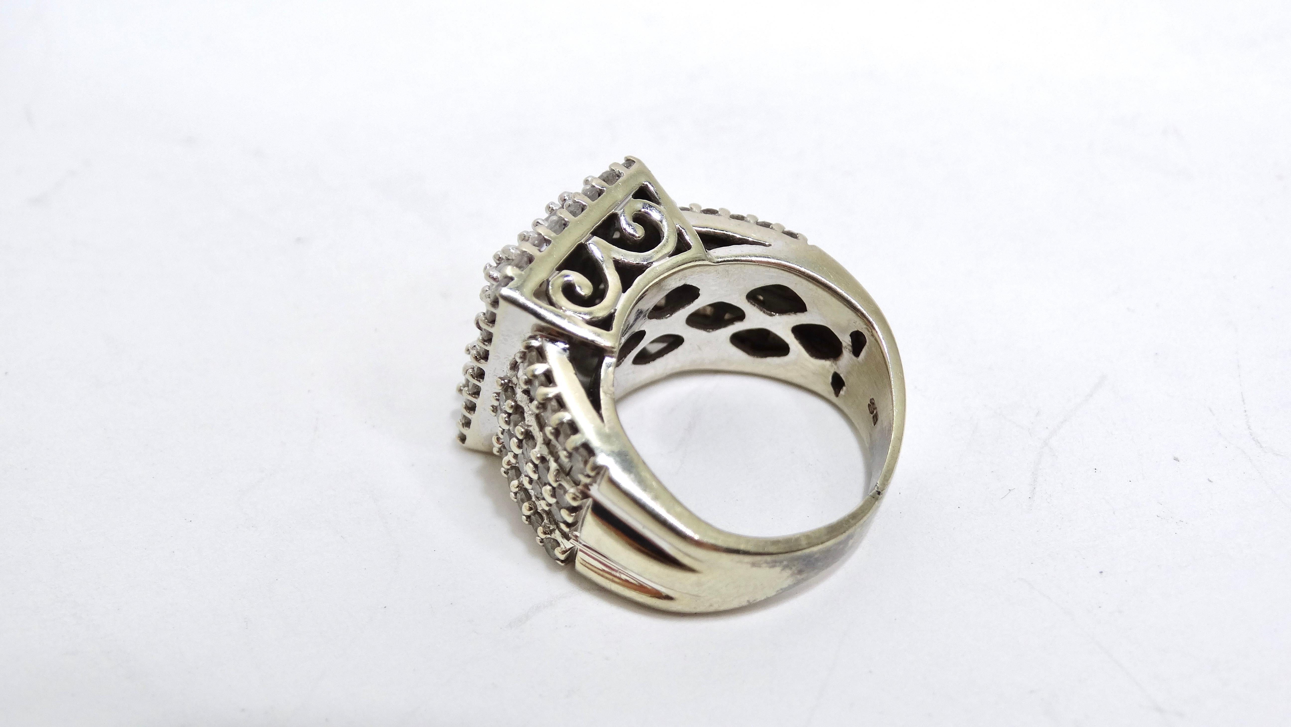Women's or Men's Diamond Encrusted Geometric Art Deco Ring