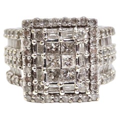 Diamond Encrusted Geometric Art Deco Ring