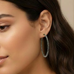 Diamond Encrusted Hoop Earrings with 18k Gold Accents