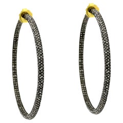 Diamond Encrusted Hoop Earrings with 18k Gold Accents
