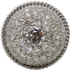 Diamond Encrusted Platinum Dome Ring 