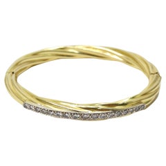 Vintage Diamond Encrusted Rope Textured Bangle