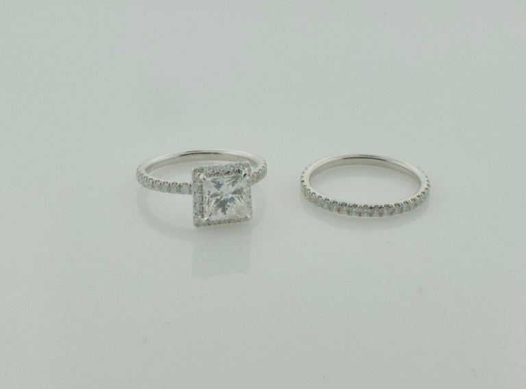 Diamond Engagement and Wedding Band in Platinum For Sale at 1stDibs