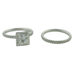 Verlobungs- und Ehering aus Platin mit Diamant