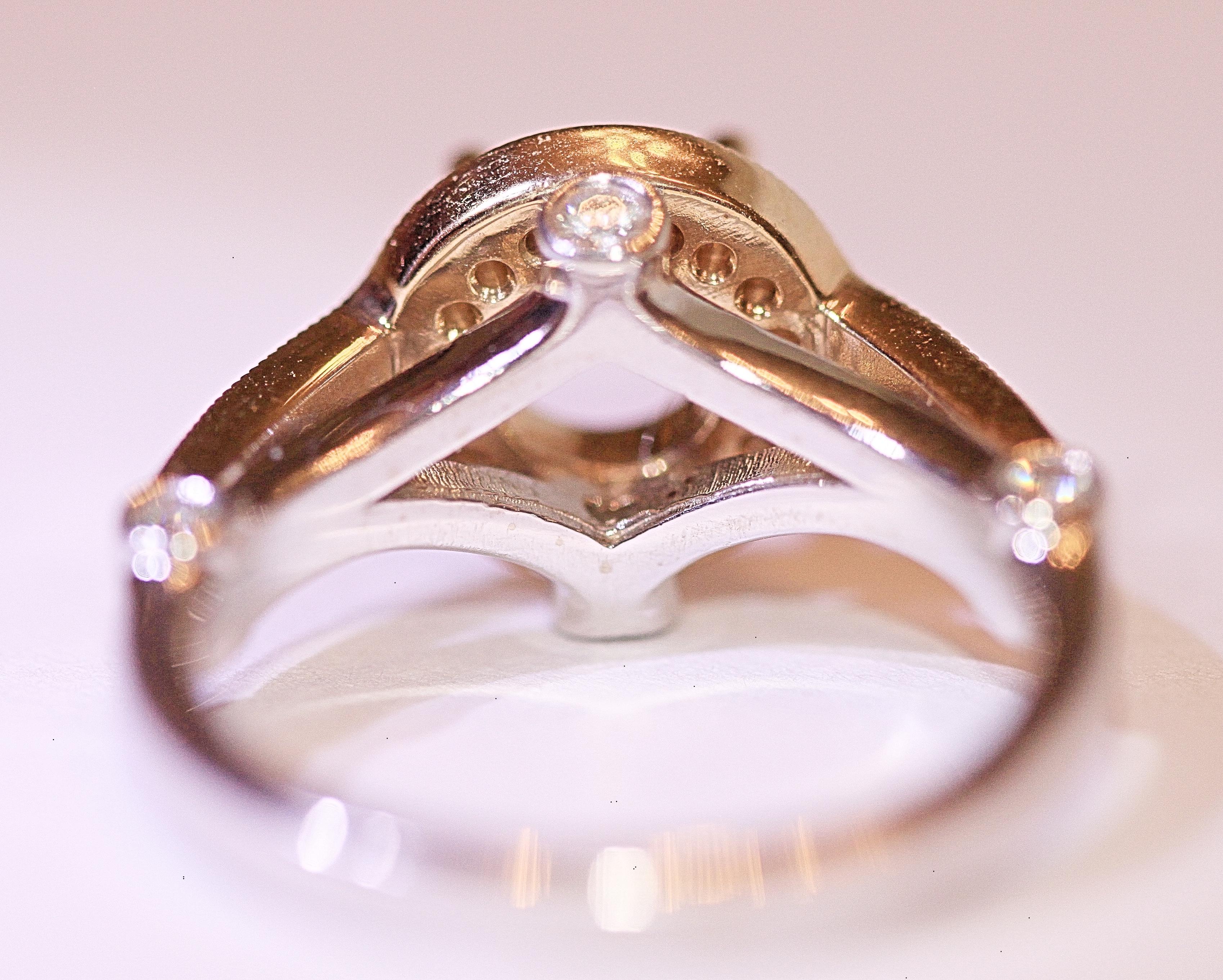 Round Cut Diamond Engagement Bridal Ring 14 Karat Yellow Gold White Gold .50 Carat Total For Sale