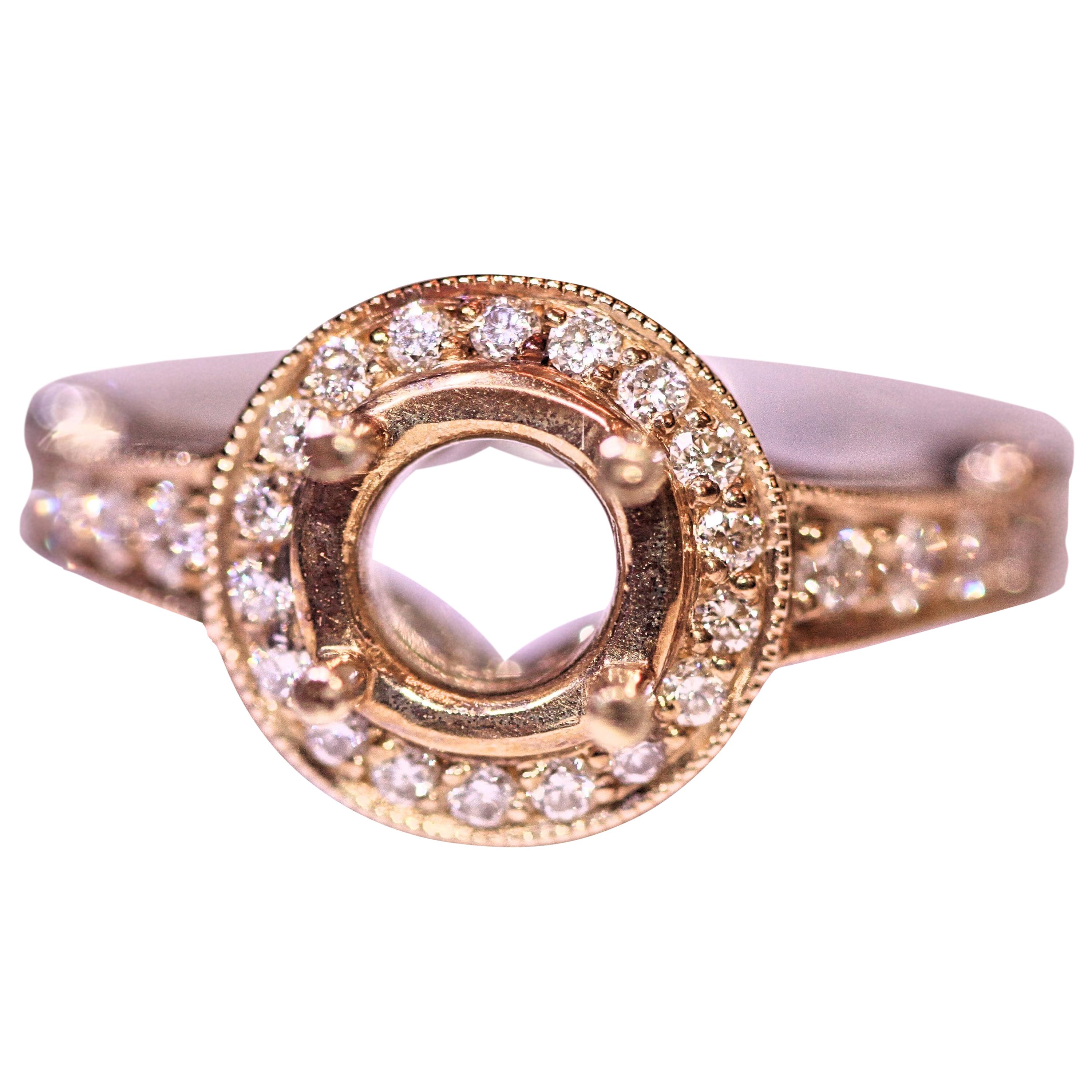 Diamond Engagement Bridal Ring 14 Karat Yellow Gold White Gold .50 Carat Total For Sale