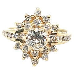 Anillo de Diamantes Cóctel Racimo 1ct Diamantes Minados Oro Amarillo 14K