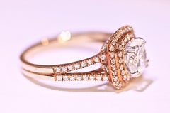 Diamond Engagement Fashion Ring 14 Karat Yellow White Gold Cubic Zirconia Center