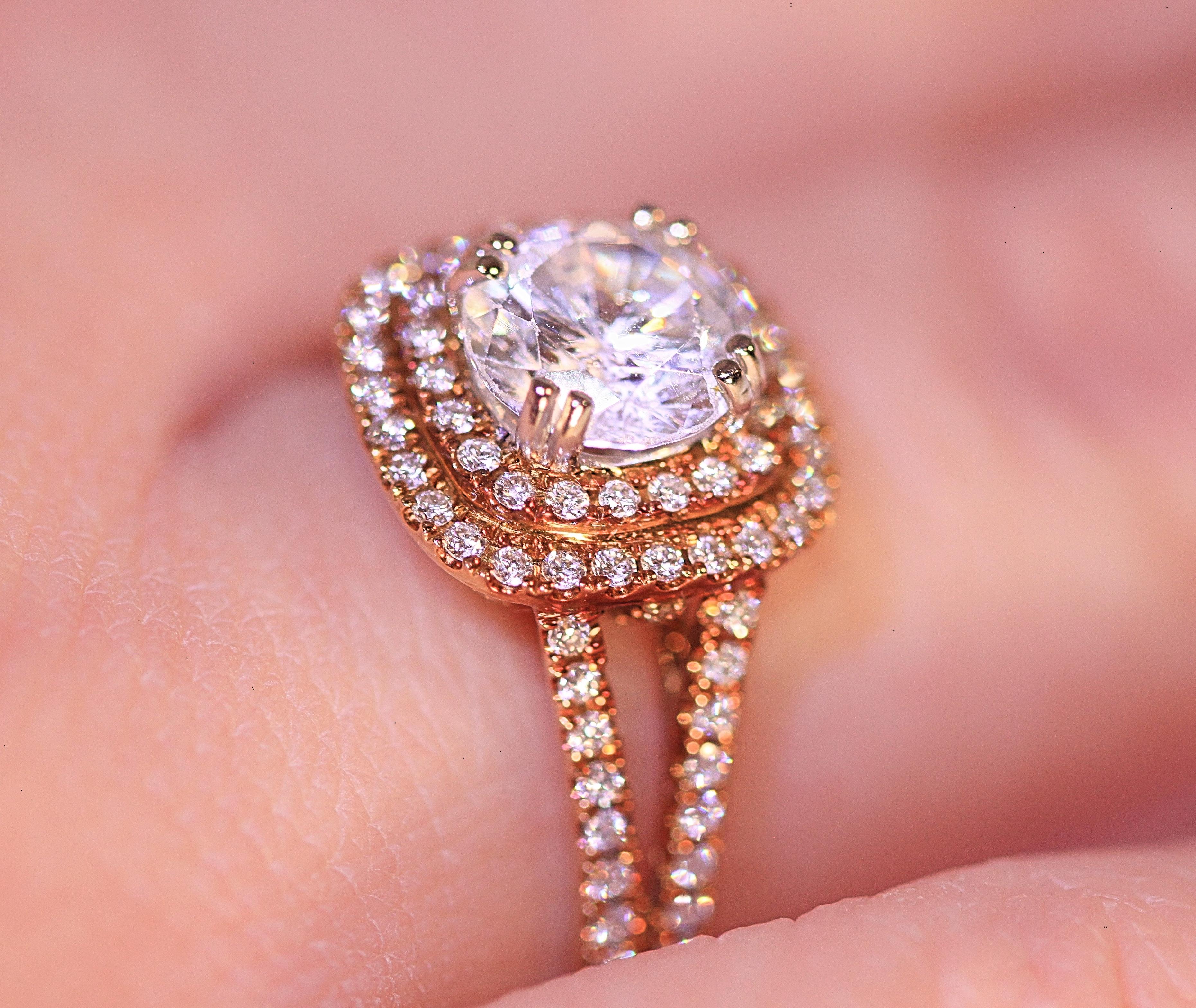 Women's Diamond Engagement Fashion Ring 14 Karat Yellow White Gold Cubic Zirconia Center For Sale
