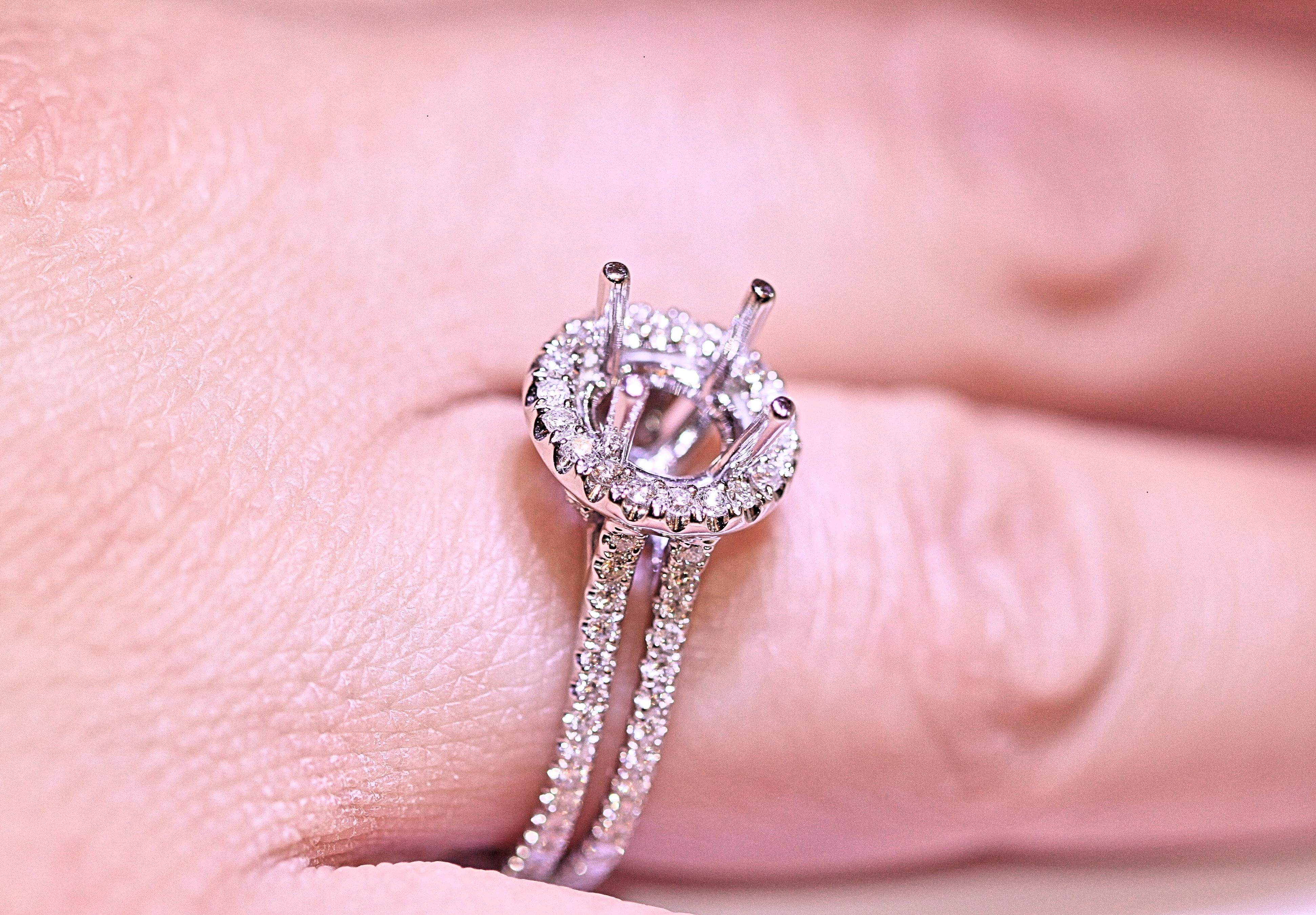 Diamond Engagement Fashion Ring 18 Karat White Gold .58 Carat Total Weight For Sale 1