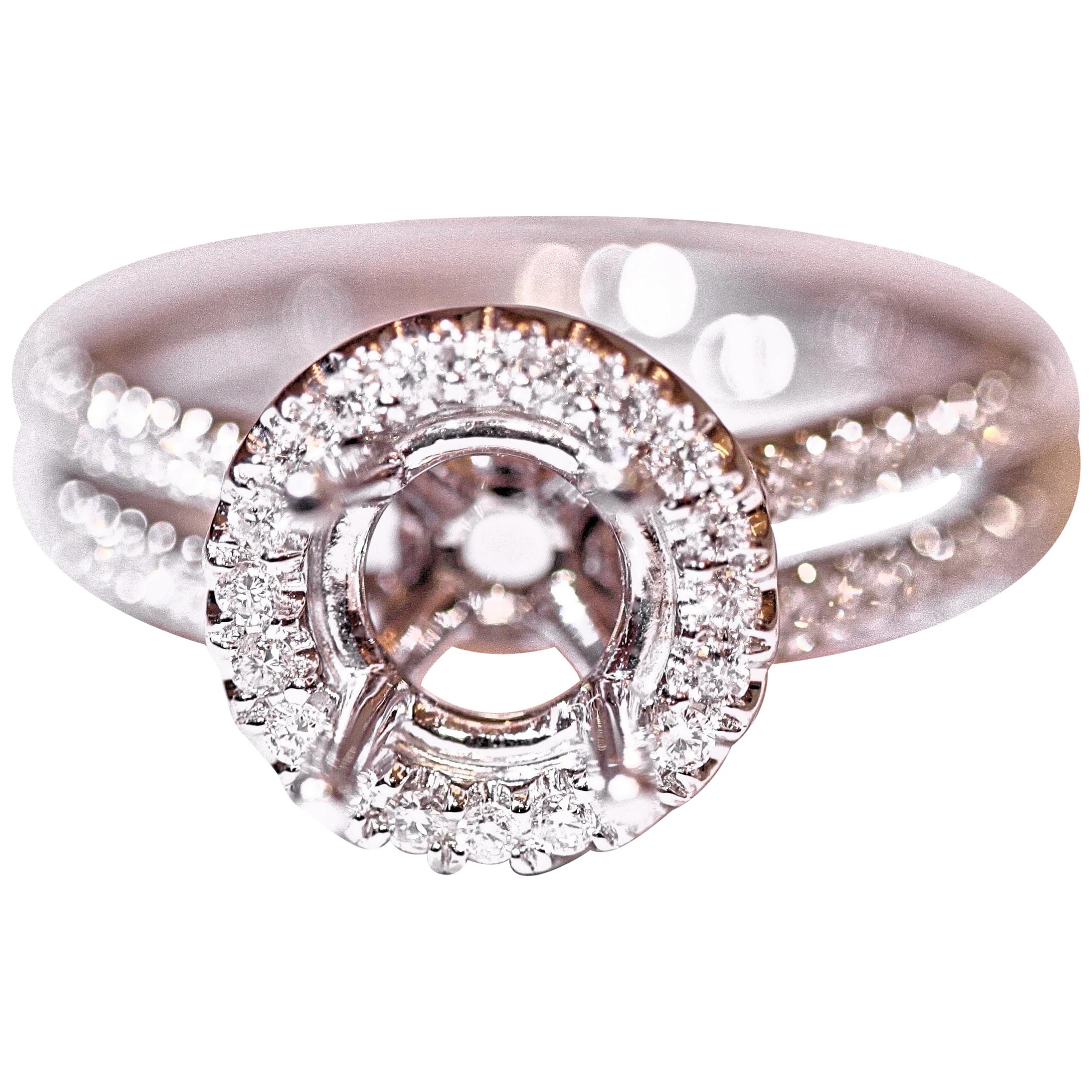 Diamond Engagement Fashion Ring 18 Karat White Gold .58 Carat Total Weight For Sale