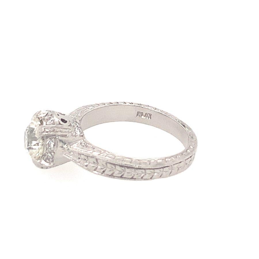 Old European Cut Diamond Engagement Platinum Ring For Sale