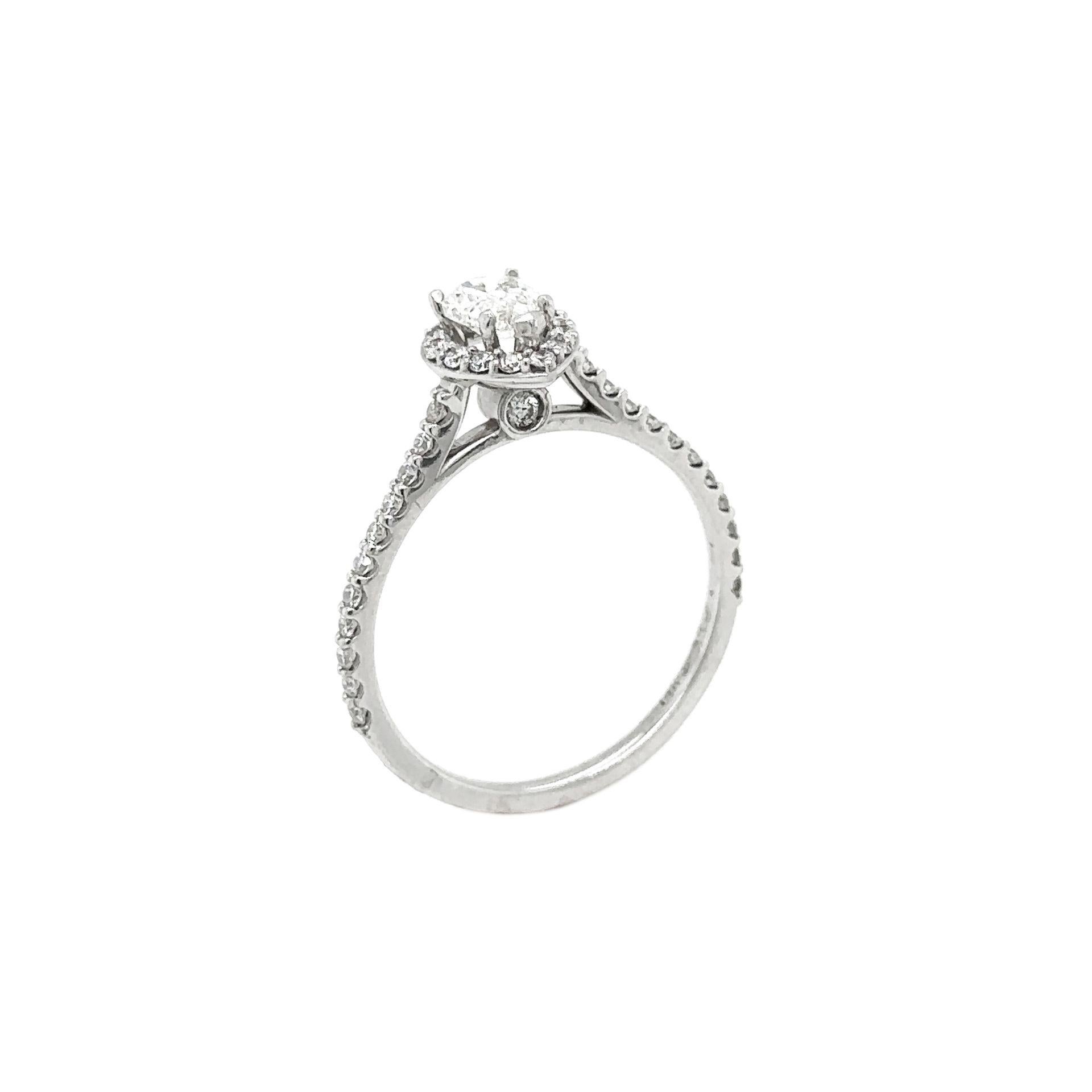 Contemporary Diamond Engagement Ring 0.50 Carat Set in 14 Karat White Gold For Sale