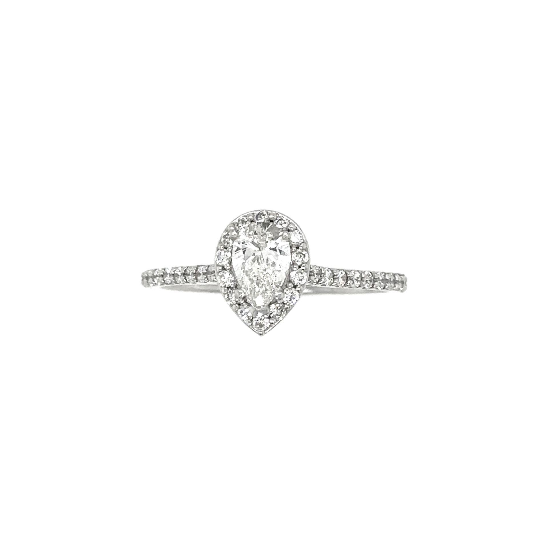 Pear Cut Diamond Engagement Ring 0.50 Carat Set in 14 Karat White Gold For Sale