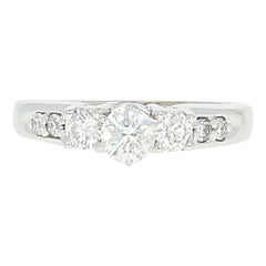Diamond Engagement Ring, 14 Karat White Gold Round Cut .82 Carat