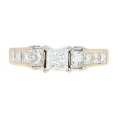 Vintage Diamond Engagement Ring, 14 Karat Yellow Gold Princess Cut 1.91 Carat