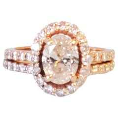 Bague de fiançailles en or rose 14 carats avec diamant ovale 1,85 ctw EGL USA 