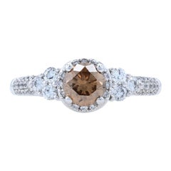 Diamond Engagement Ring, 14k White Gold Fancy Brown & White Genuine 1.54ctw