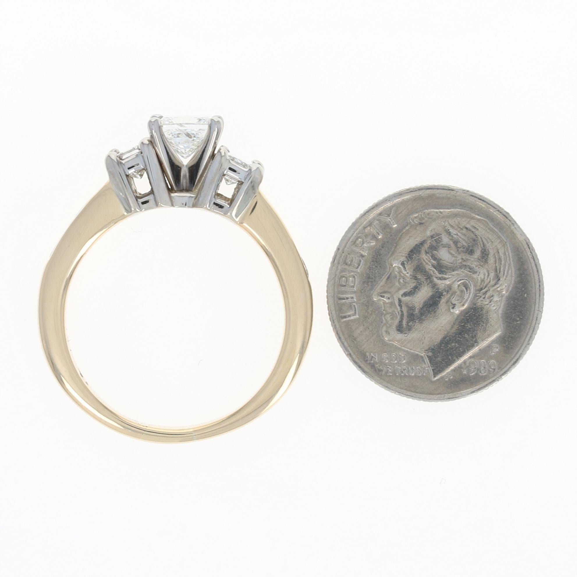 Diamond Engagement Ring, 14 Karat Yellow Gold Princess Cut 1.91 Carat 2