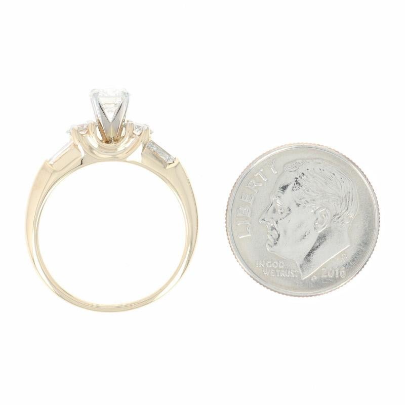 Women's Diamond Engagement Ring, 14 Karat Yellow Gold Round Cut 1.11 Carat