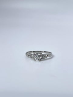 Anello di fidanzamento con diamante Anello in oro bianco 14kt con diamante centrale Old Mine