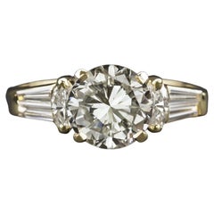 Diamond Engagement Ring 1.72ct Round Cut 14k Yellow Gold and Marquise Accents