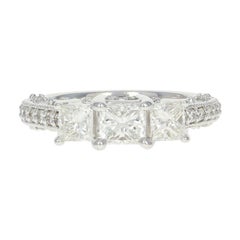 Diamond Engagement Ring, 18 Karat Gold Three-Stone GIA VVS1 Princess 1.95 Carat