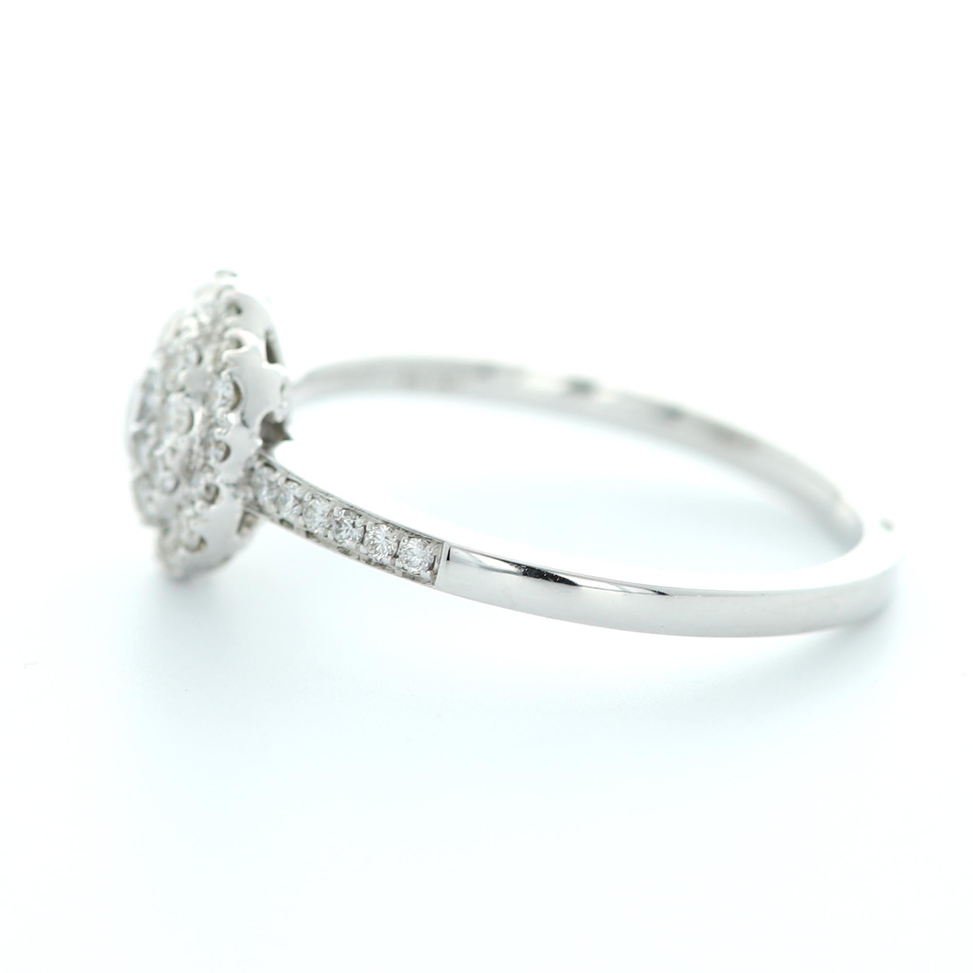 Women's Diamond Engagement Ring 18 Karat White Gold Cluster Diamond Ring For Sale