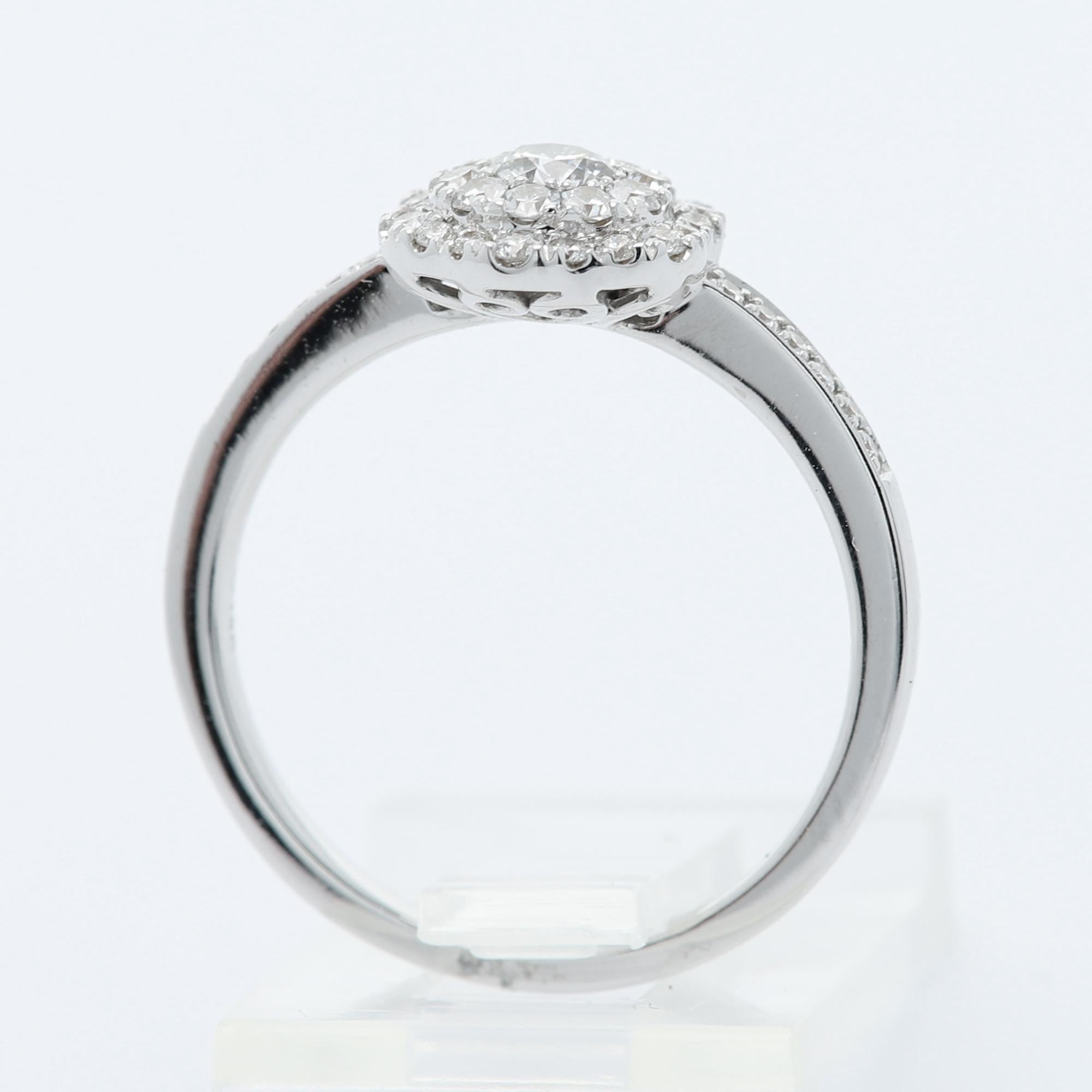 Diamond Engagement Ring 18 Karat White Gold Cluster Diamond Ring For Sale 1