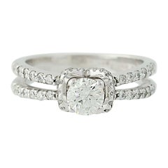 Diamond Engagement Ring, 18 Karat White Gold Halo Round Cut 1.03 Carat