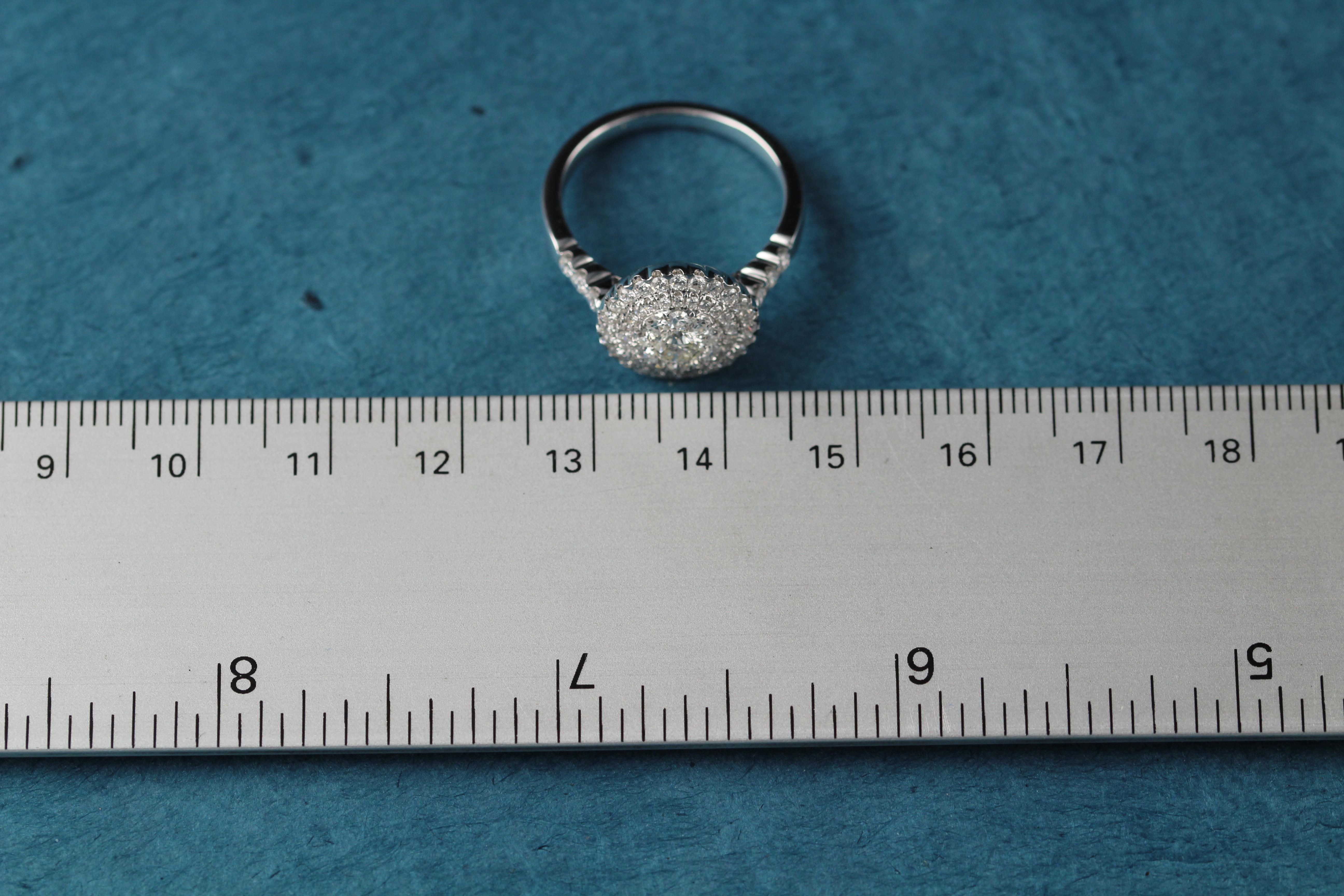 Diamond Engagement Ring 18 Karat White Gold Large Cluster Diamond Ring For Sale 3