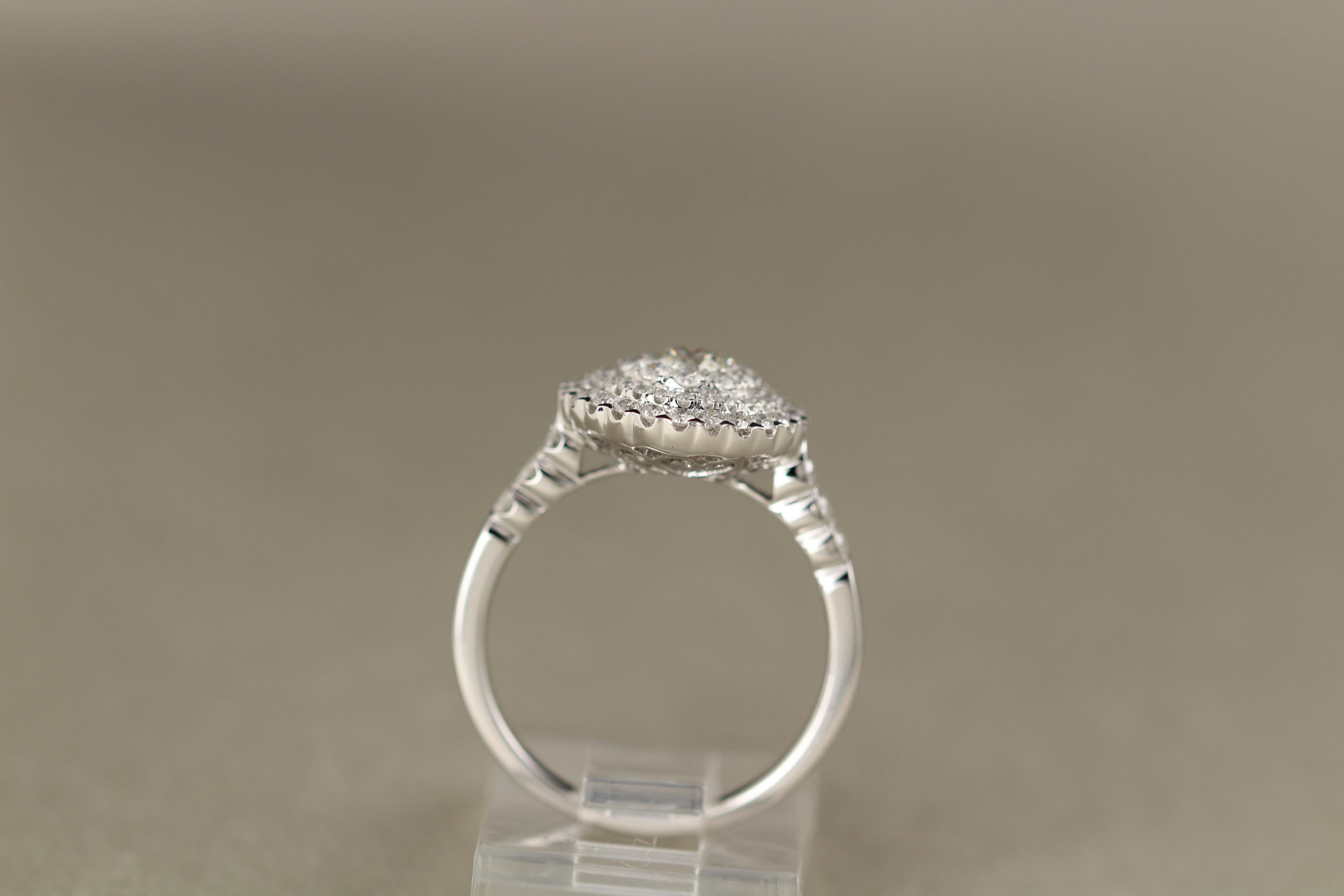 Diamond Engagement Ring 18 Karat White Gold Large Cluster Diamond Ring For Sale 4