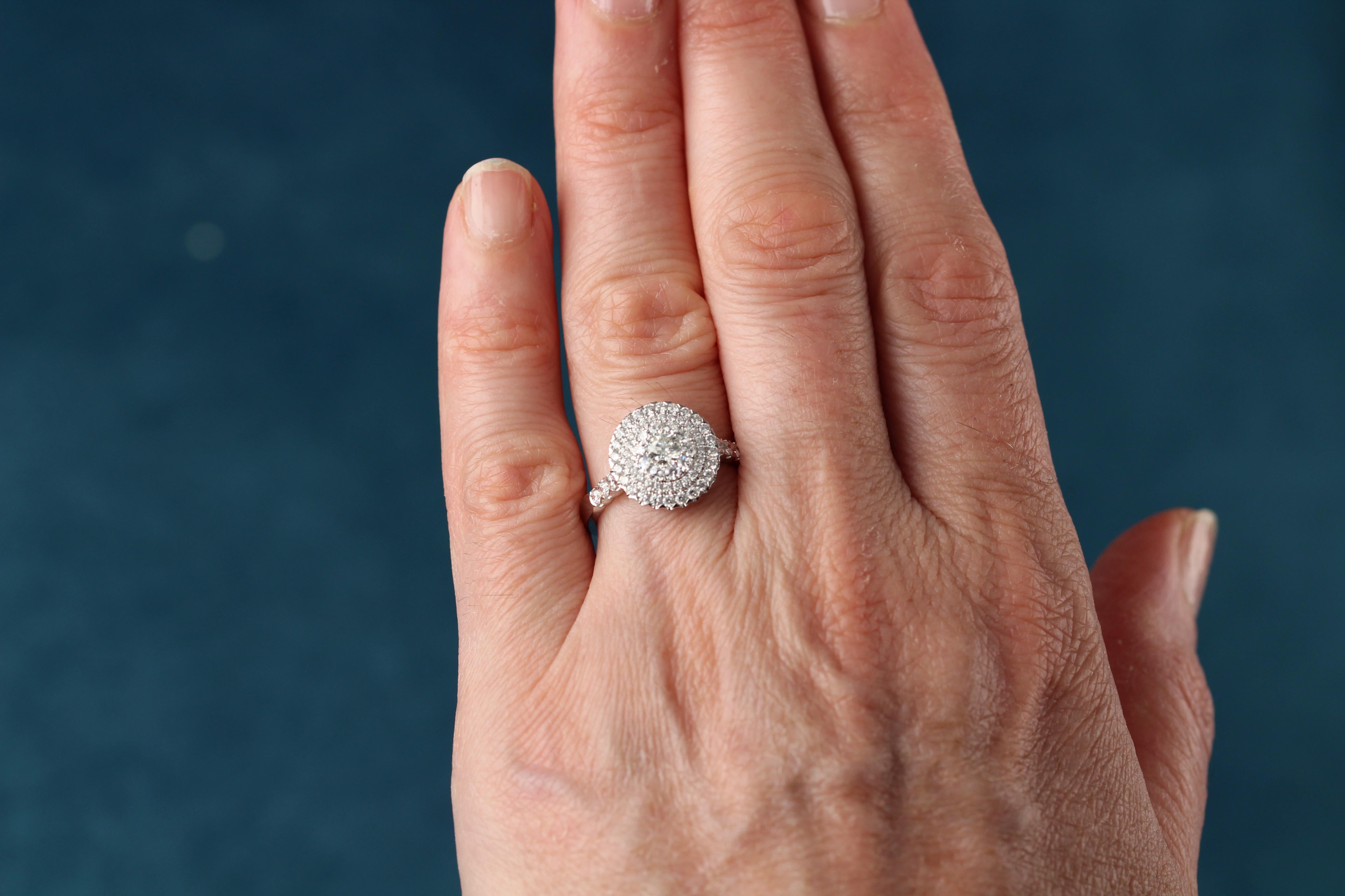 Diamond Engagement Ring 18 Karat White Gold Large Cluster Diamond Ring For Sale 1