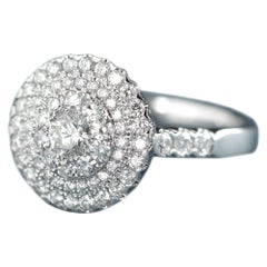 Diamond Engagement Ring 18 Karat White Gold Large Cluster Diamond Ring
