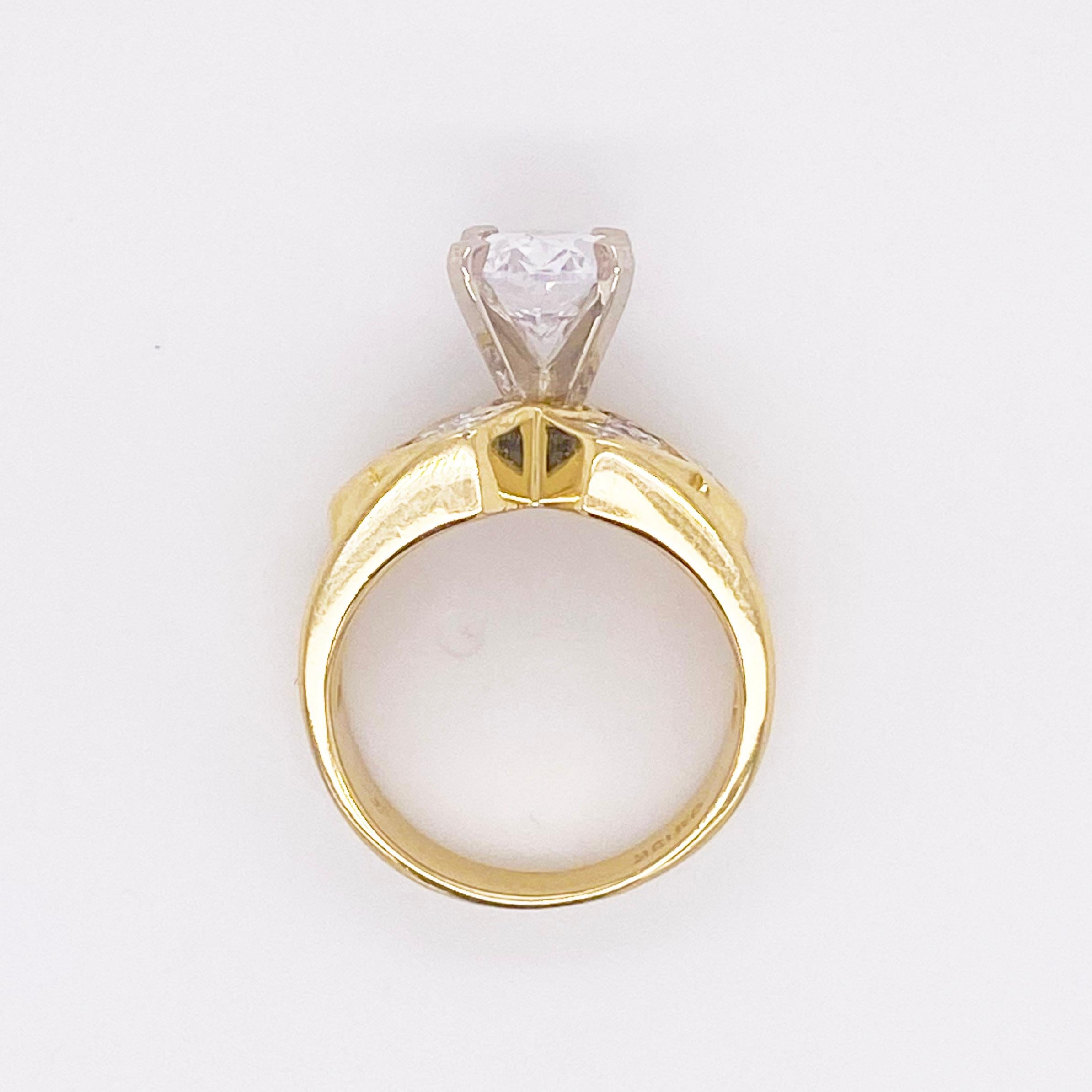 Taille ovale Bague de fiançailles semi-montée de diamants avec zirconia cubique ovale, or 18 carats, style vintage en vente