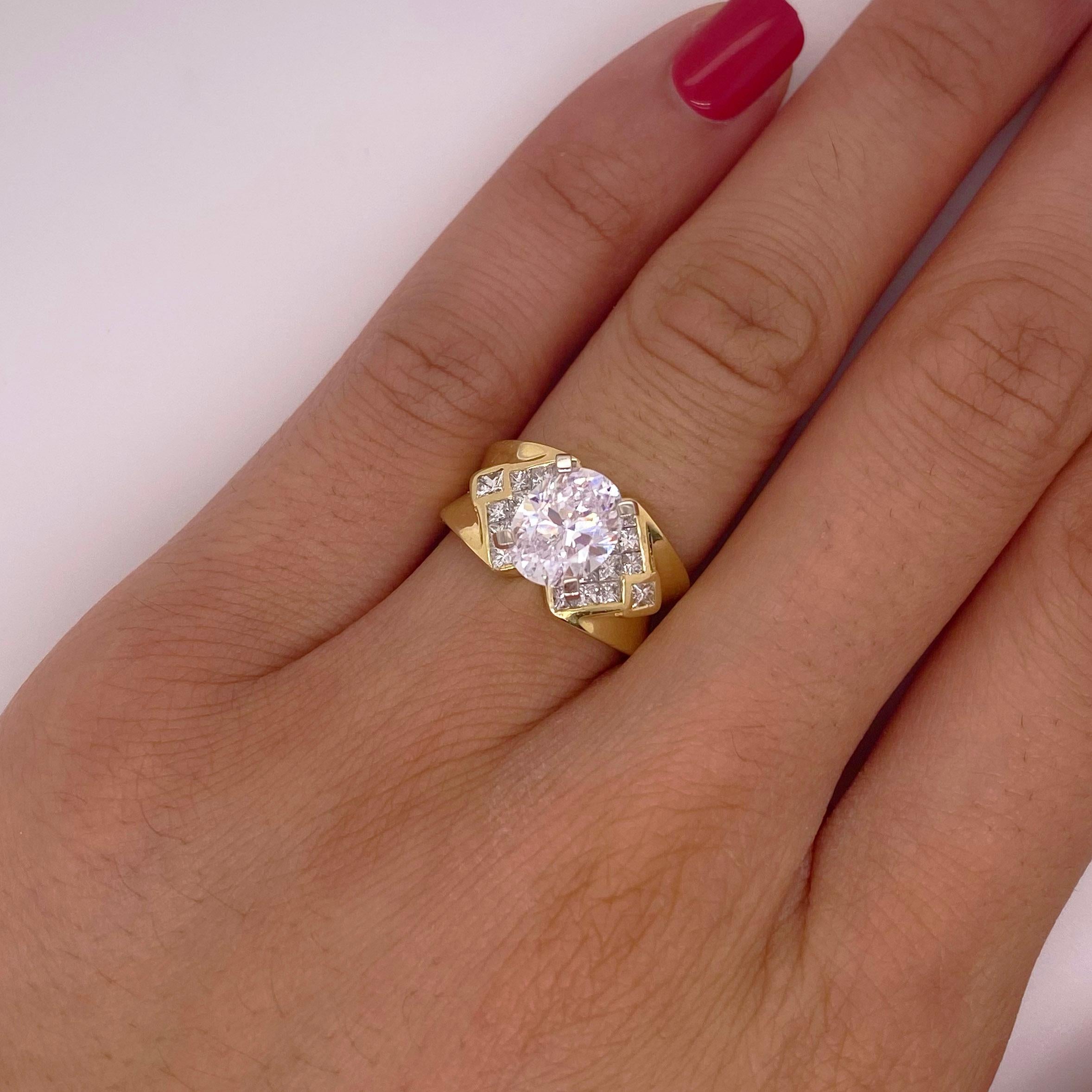 Bague de fiançailles semi-montée de diamants avec zirconia cubique ovale, or 18 carats, style vintage Neuf - En vente à Austin, TX