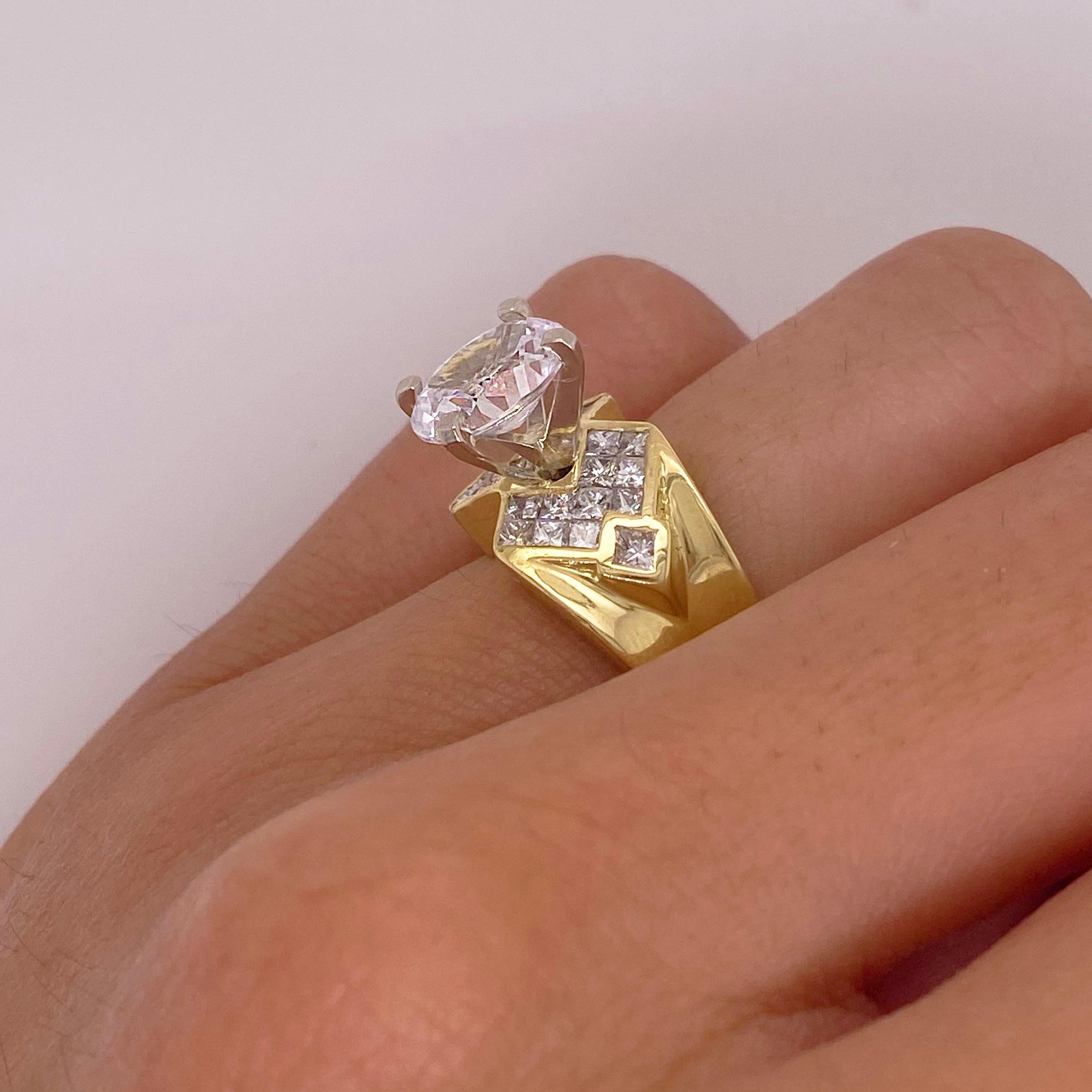 Bague de fiançailles semi-montée de diamants avec zirconia cubique ovale, or 18 carats, style vintage Pour femmes en vente