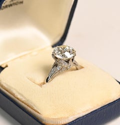 Old Euro Cut Diamond Ring. 2.80ct Diamond Engagement Ring Bow Platinum K VS1