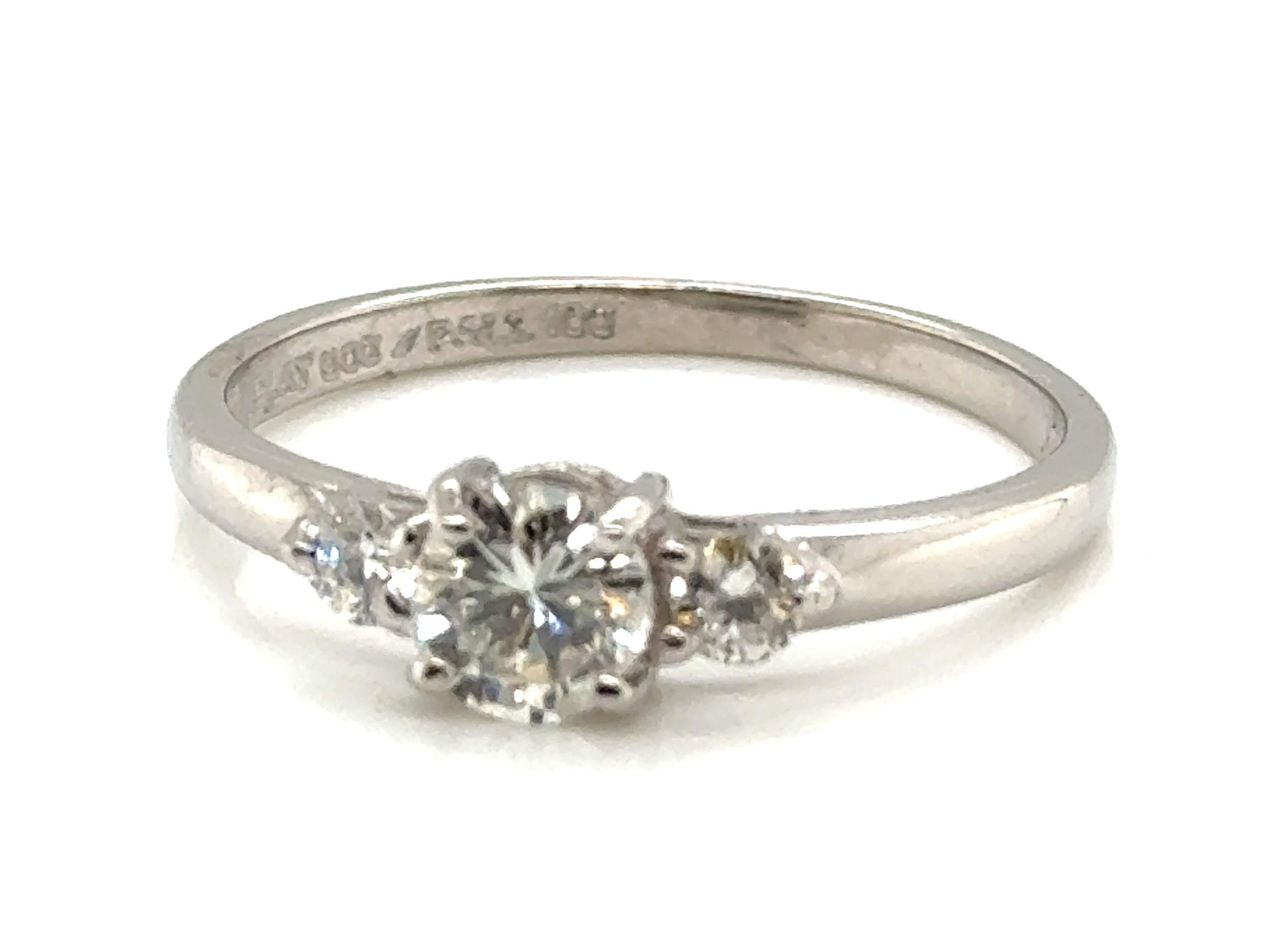 Round Cut Diamond Engagement Ring .65ct Round Brilliant G-H VS Platinum