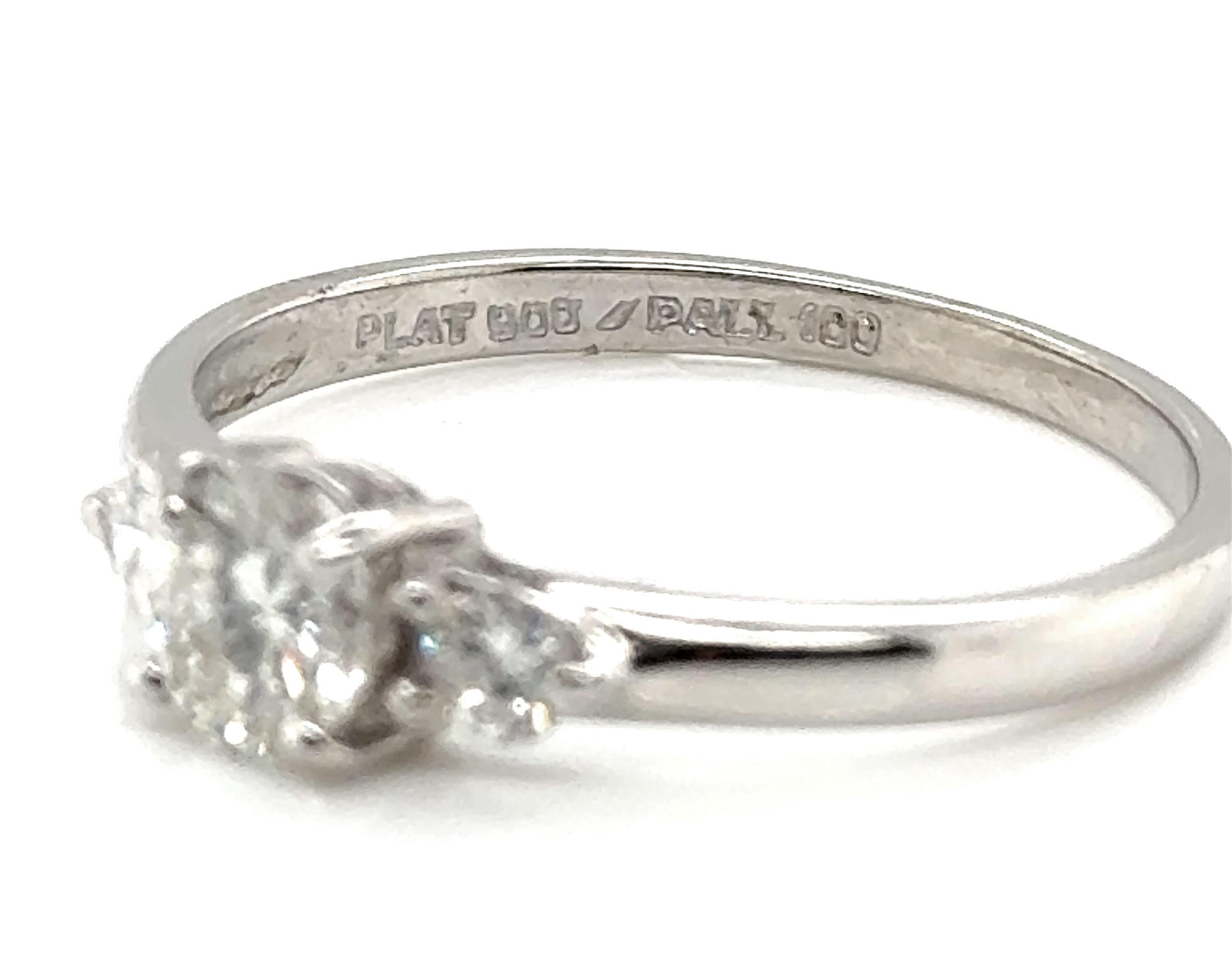 Diamond Engagement Ring .65ct Round Brilliant G-H VS Platinum In Excellent Condition In Dearborn, MI