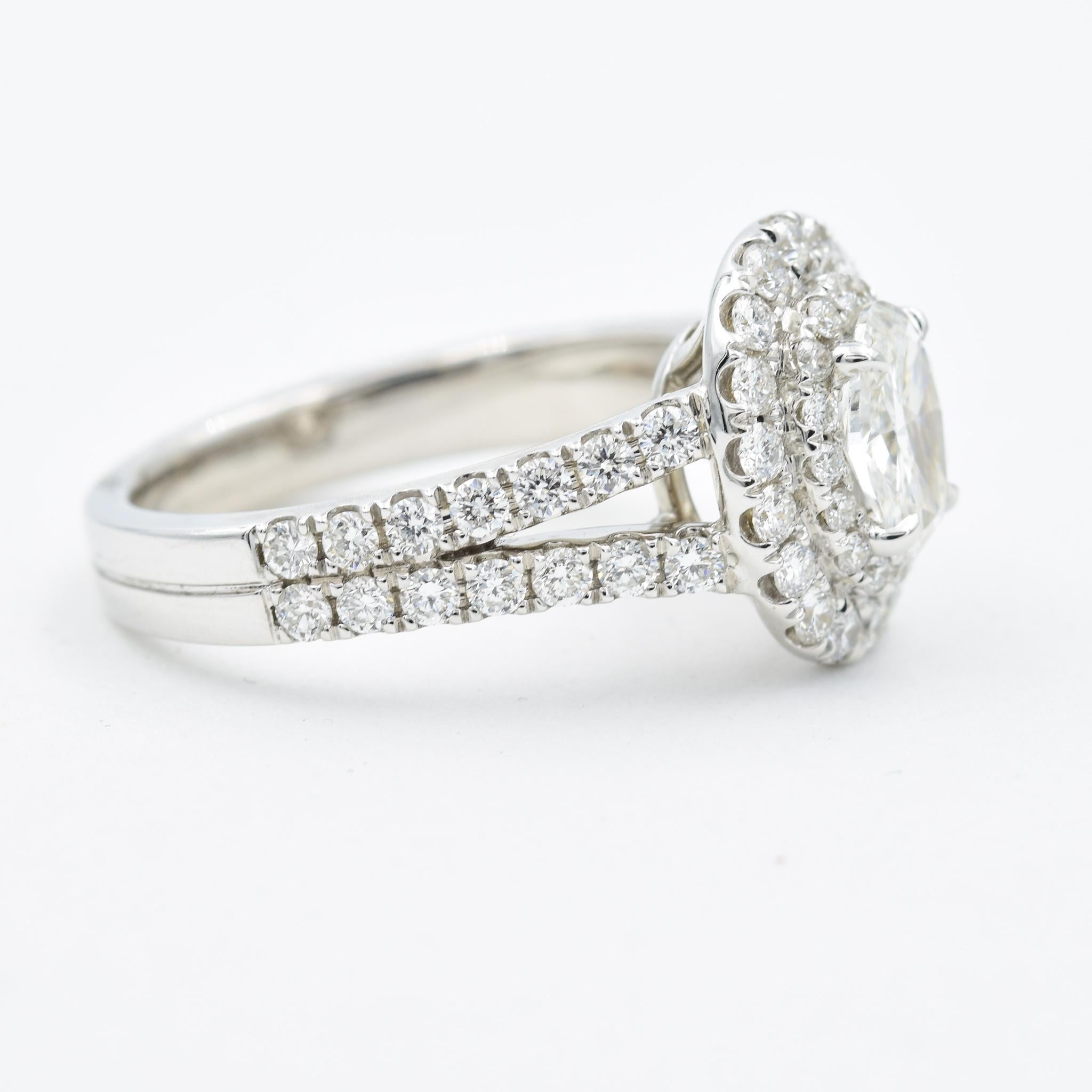 Diamond Engagement Ring .70c Carat Oval F SI1 GIA Double Diamond Halo Setting 2